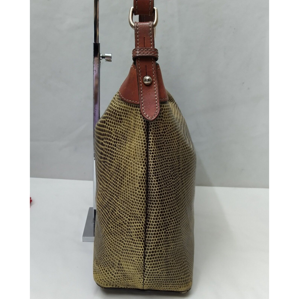 Dooney & Bourke Yellowish Green Leather Lizard Embossed Zipper Hobo Shoulder Bag - Picture 4 of 16